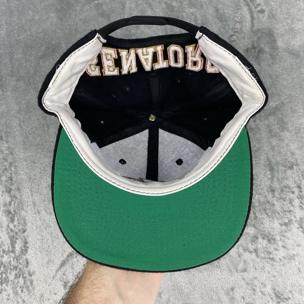 Vintage Ottawa Senators Hat Black Snapback‎ Blockhead Side Logo NHL Cap 90s